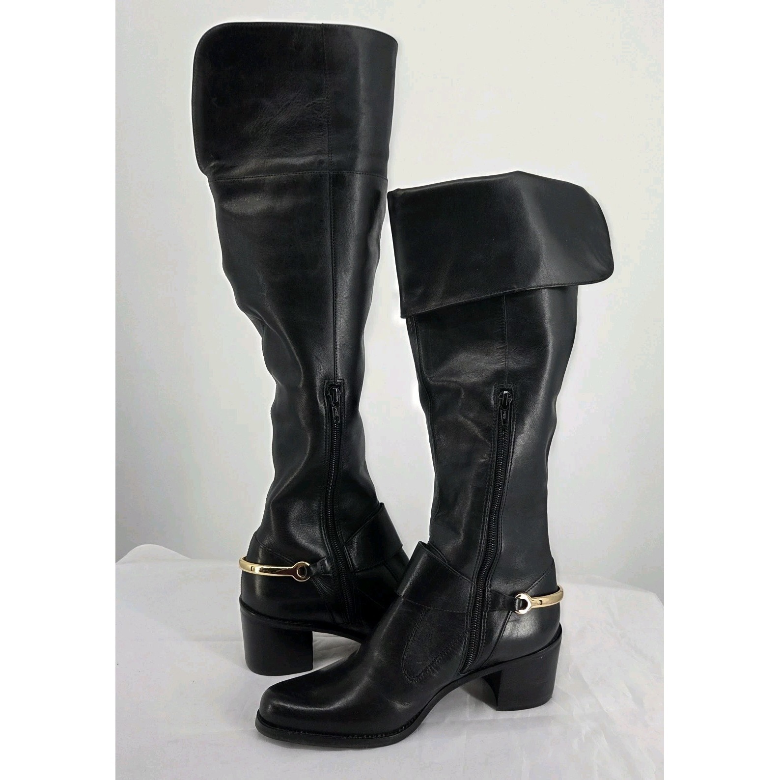 Truth Or Dare By Madonna Erminide Black Leather Riding Over The Knee Boots 6